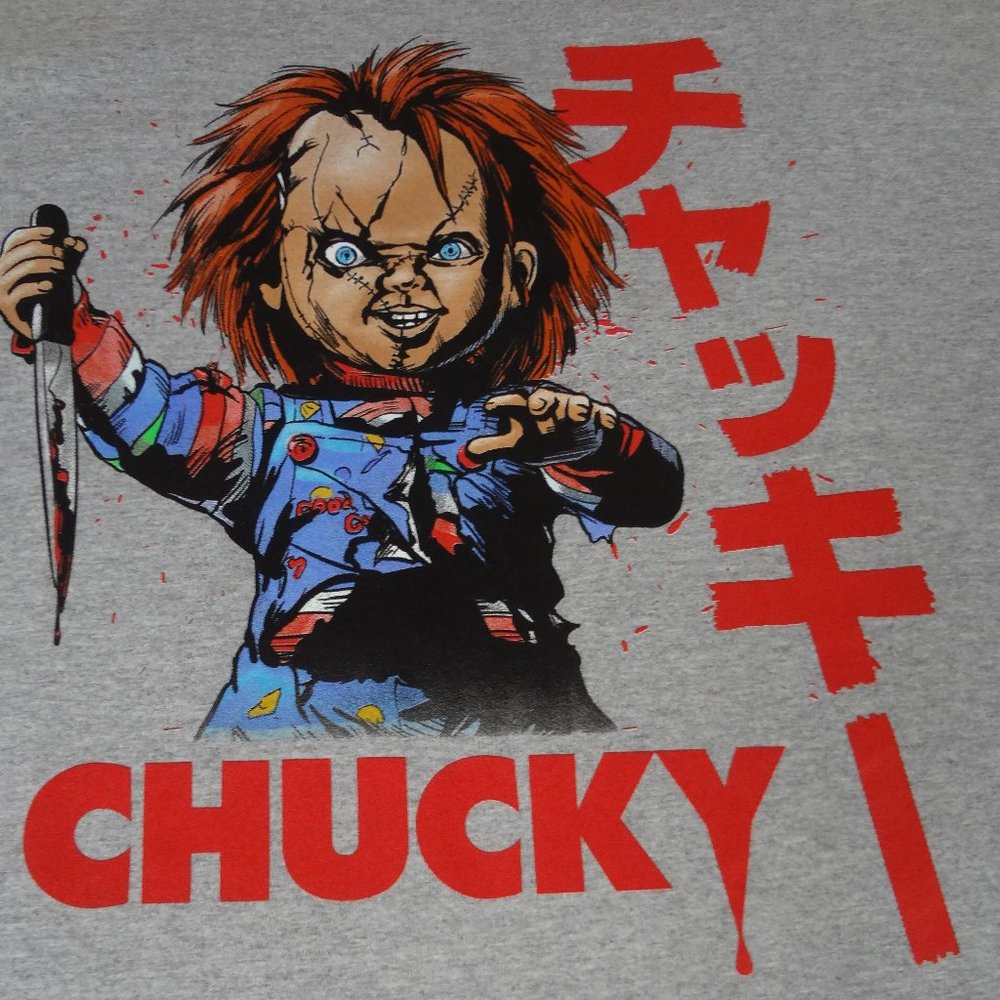 NWT CHUCKY KILLER HORROR MOVIE DOLL GOOD GUY WITH KNIFE GRAY 4XL T-SHIRT H1959